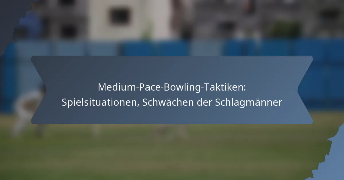 Medium-Pace-Bowling-Taktiken: Spielsituationen, Schwächen der Schlagmänner