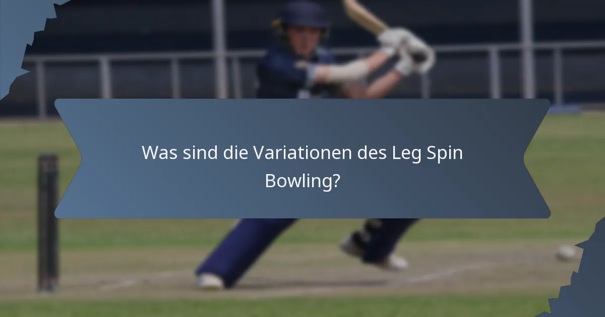 Was sind die Variationen des Leg Spin Bowling?