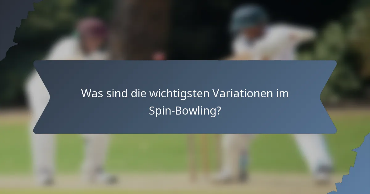 Was sind die wichtigsten Variationen im Spin-Bowling?