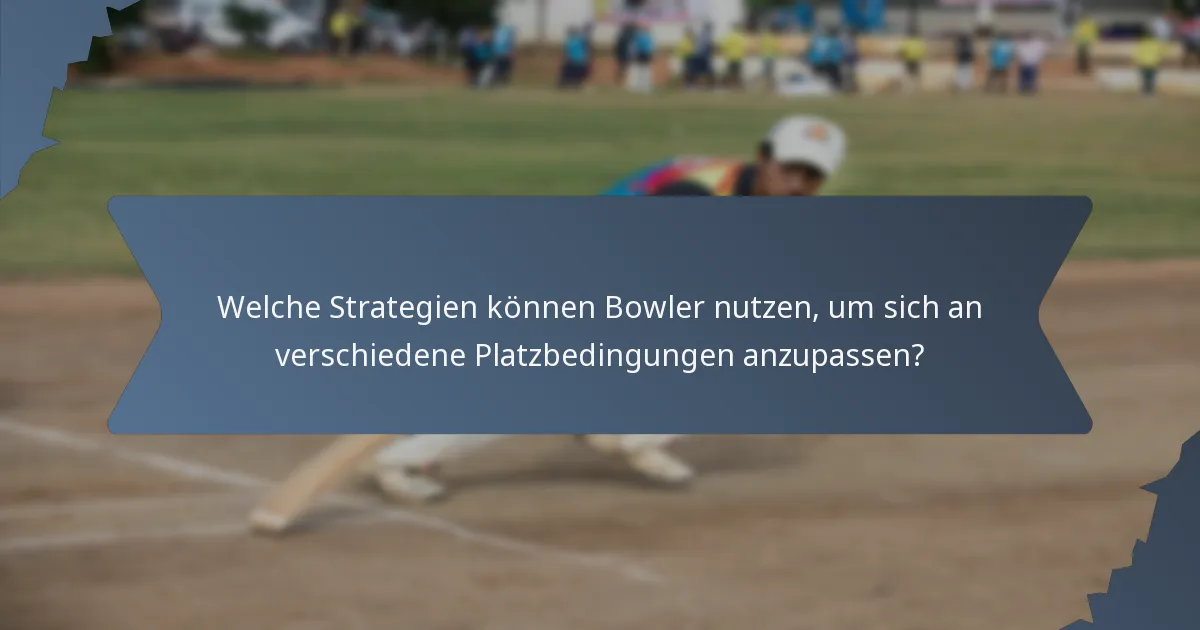 Welche Strategien können Bowler nutzen, um sich an verschiedene Platzbedingungen anzupassen?