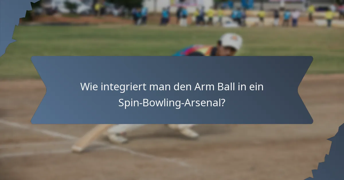 Wie integriert man den Arm Ball in ein Spin-Bowling-Arsenal?