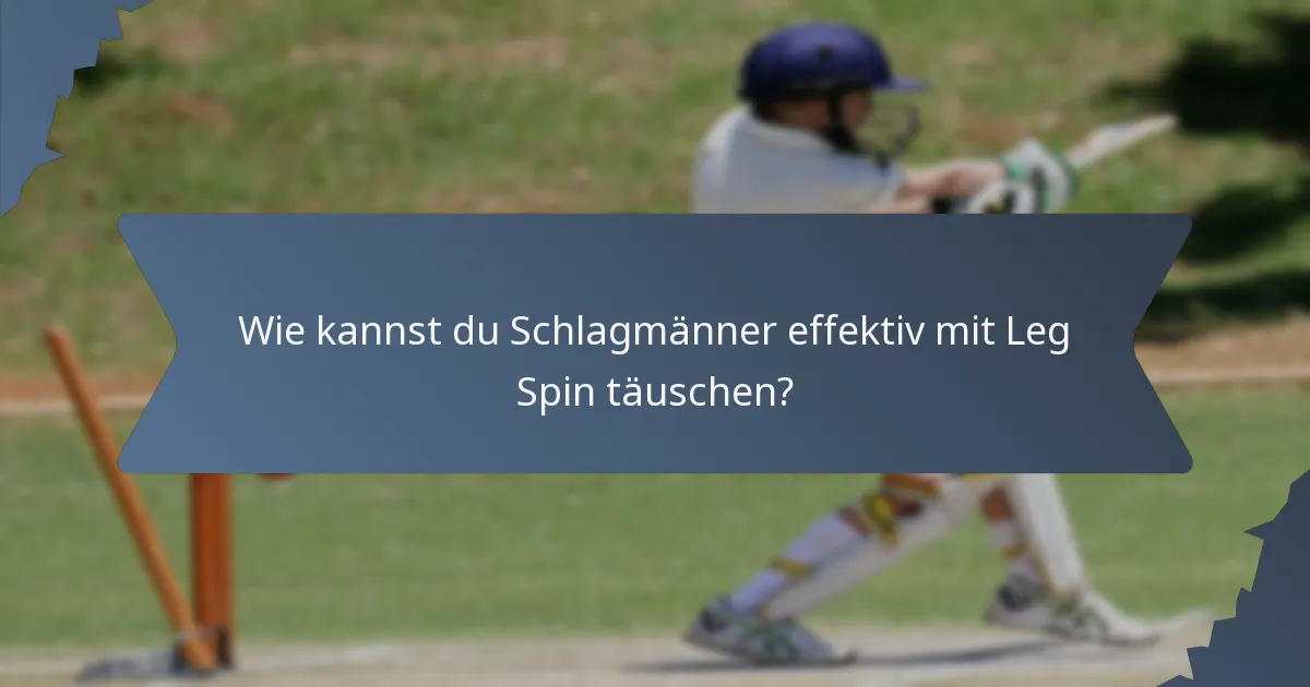 Wie kannst du Schlagmänner effektiv mit Leg Spin täuschen?